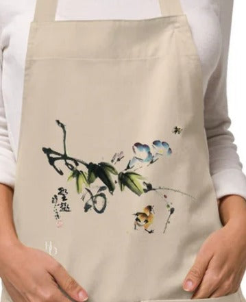 Morning Flower & Chicken Organic cotton apron