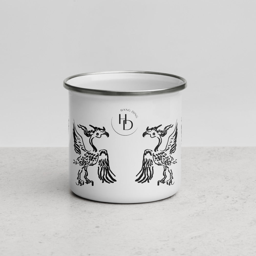 Black Giant Bird Artist design Enamel Mug