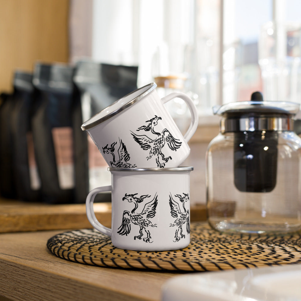 Black Giant Bird Artist design Enamel Mug