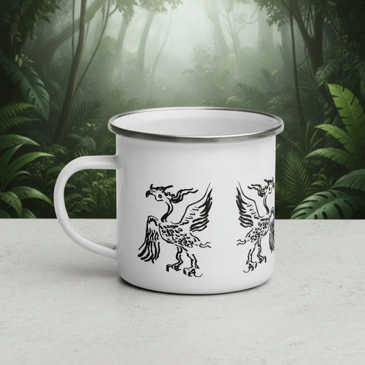 Black Giant Bird Artist design Enamel Mug