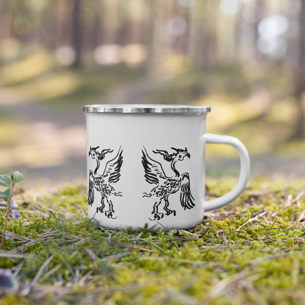 Black Giant Bird Artist design Enamel Mug