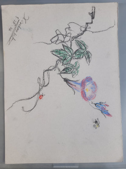 Morning Glory & Bee Sketch with signature